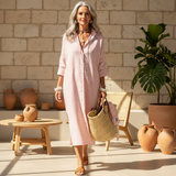 Women's Striped Shirt Dress | Midi