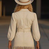 Women's Retro Vintage Inspired Dress with Tassels | Mini