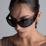 Women’s Sport Wraparound Sunglasses – Black Frame with Smoke-Tinted Lenses