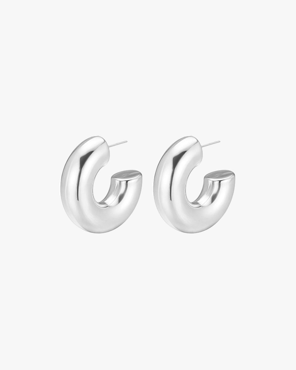 Chunky Silver Hoop Earrings – High Polish Finish