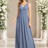 Women's V Neck Sleeveless Evening Dress | Maxi