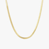 Gold Snake Chain - Flat Herringbone Design - 18K Gold Tone - 4mm Wide