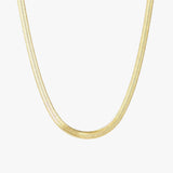 Gold Herringbone Necklace - 4mm Flat Snake Chain - 18K Gold Tone - High-Shine Finish