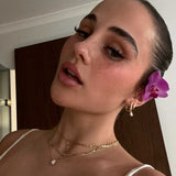 Gold Teardrop Necklace - Clear Crystal Pendant - 18K Gold Tone - Adjustable Chain