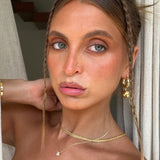 Gold Teardrop Necklace - Clear Crystal Pendant - 18K Gold Tone - Adjustable Chain