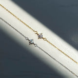 Silver Solitaire Bracelet - Round Center Zirconia - Polished Silver Tone