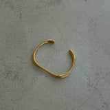 Gold Cuff Bangle - Smooth Wave Design - 18K Gold Tone - Stainless Steel