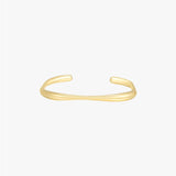 Gold Cuff Bangle - Smooth Wave Design - 18K Gold Tone - Stainless Steel