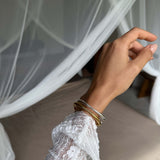 Gold Cuff Bangle - Smooth Wave Design - 18K Gold Tone - Stainless Steel