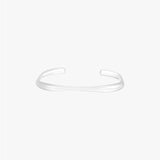 Silver Tone Minimalist Open Cuff Bracelet Wave Shape