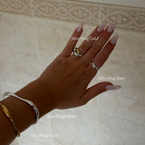 Silver Tone Minimalist Open Cuff Bracelet Wave Shape