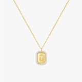 Gold Zodiac Pendant Necklace with Crystal Border