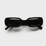 Women’s Slim Rectangular 90s Sunglasses – Black Frame with Smoke Grey Lenses