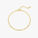 Gold Tone Bracelet with Textured Oval Links Adjustable Fit