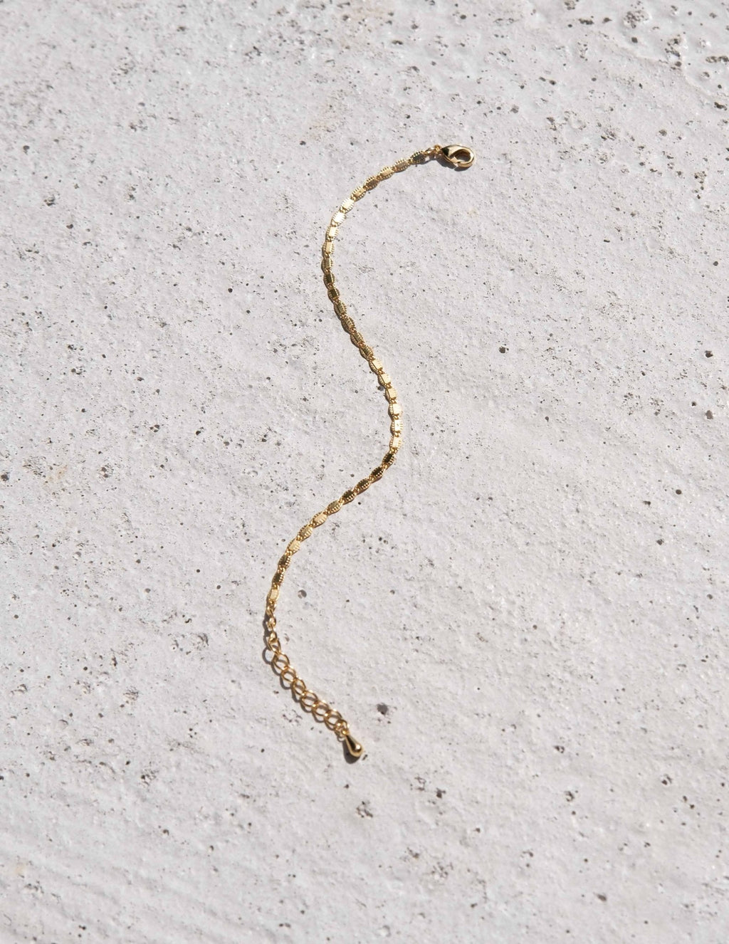 Gold Bracelet with Textured Oval Links and Adjustable Chain