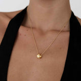 Gold Barrel Necklace - Textured Pendant Design - 18K Gold Tone - Polished