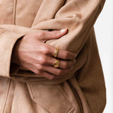 Gold Quilted Ring - Chunky Band Design - 18K Gold Tone - Stainless Steel