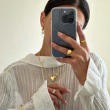 Gold Tone Wide Band Ring with Sculpted Geometric Texture