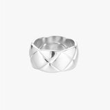 Wide Silver Quilted Texture Band Ring