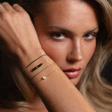 Gold Teardrop Bracelet - Solitaire Zirconia - 18K Gold Tone - Link Chain