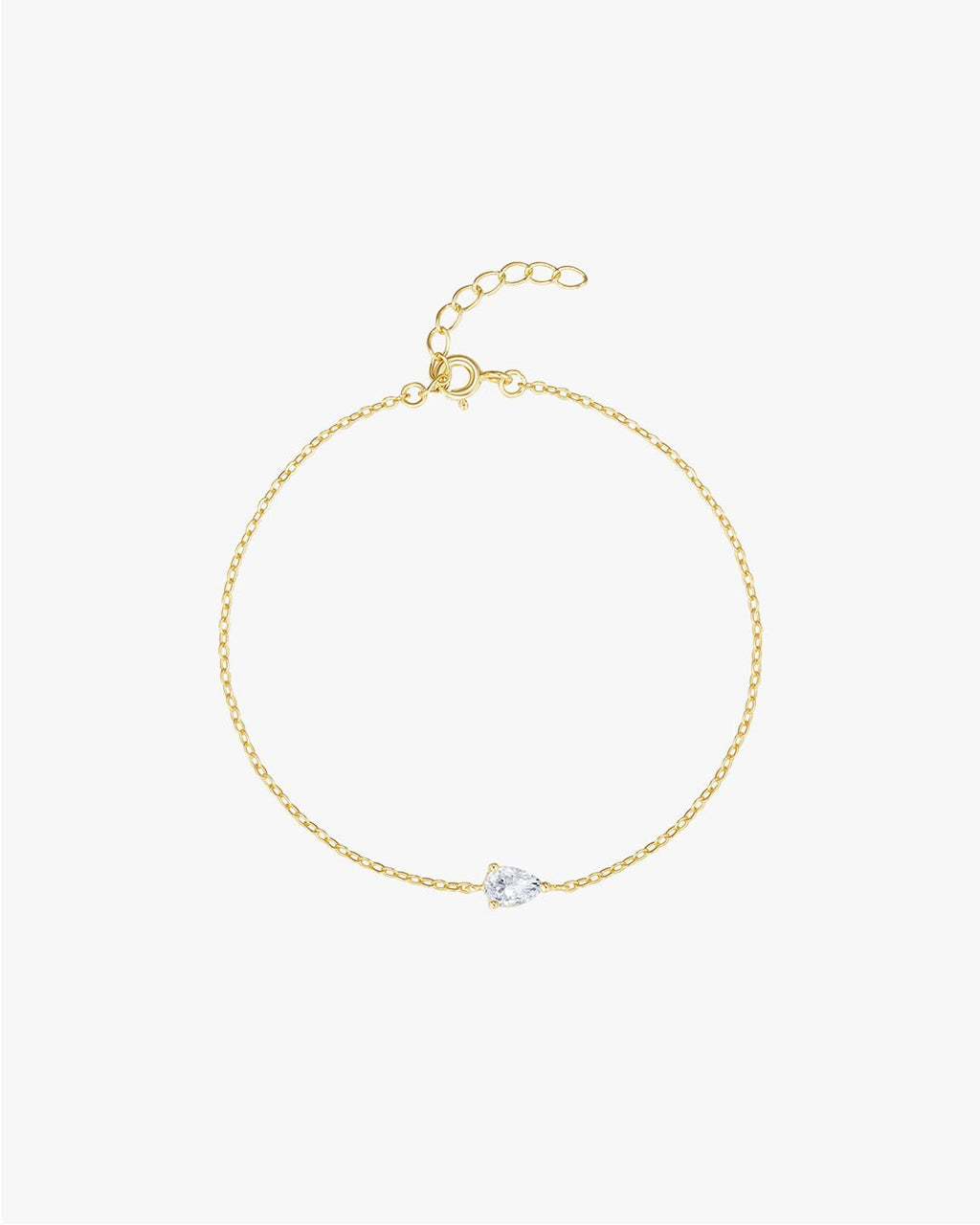 Gold Bracelet with Teardrop-Shaped Clear Stone