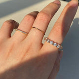 Gold Stacking Ring - Mini Center Zirconia - 18K Gold Tone - Delicate Band
