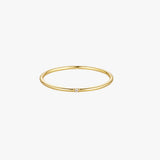 Gold Stacking Ring - Mini Center Zirconia - 18K Gold Tone - Delicate Band