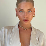 Gold Hoop Earrings - Chunky Polished Band - 18K Gold Tone - Stainless Steel