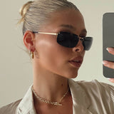 Gold Hoop Earrings - Chunky Polished Band - 18K Gold Tone - Stainless Steel