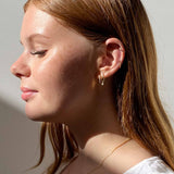 Gold Drop Earrings - Oval Loops & Star Charm - 18K Gold Tone - Celestial