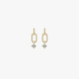 Gold Drop Earrings - Oval Loops & Star Charm - 18K Gold Tone - Celestial