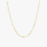 Gold Paperclip Necklace - Elongated Link Design - 18K Gold Tone - 18 Inch
