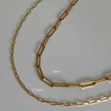 Gold Paperclip Necklace - Elongated Link Design - 18K Gold Tone - 18 Inch