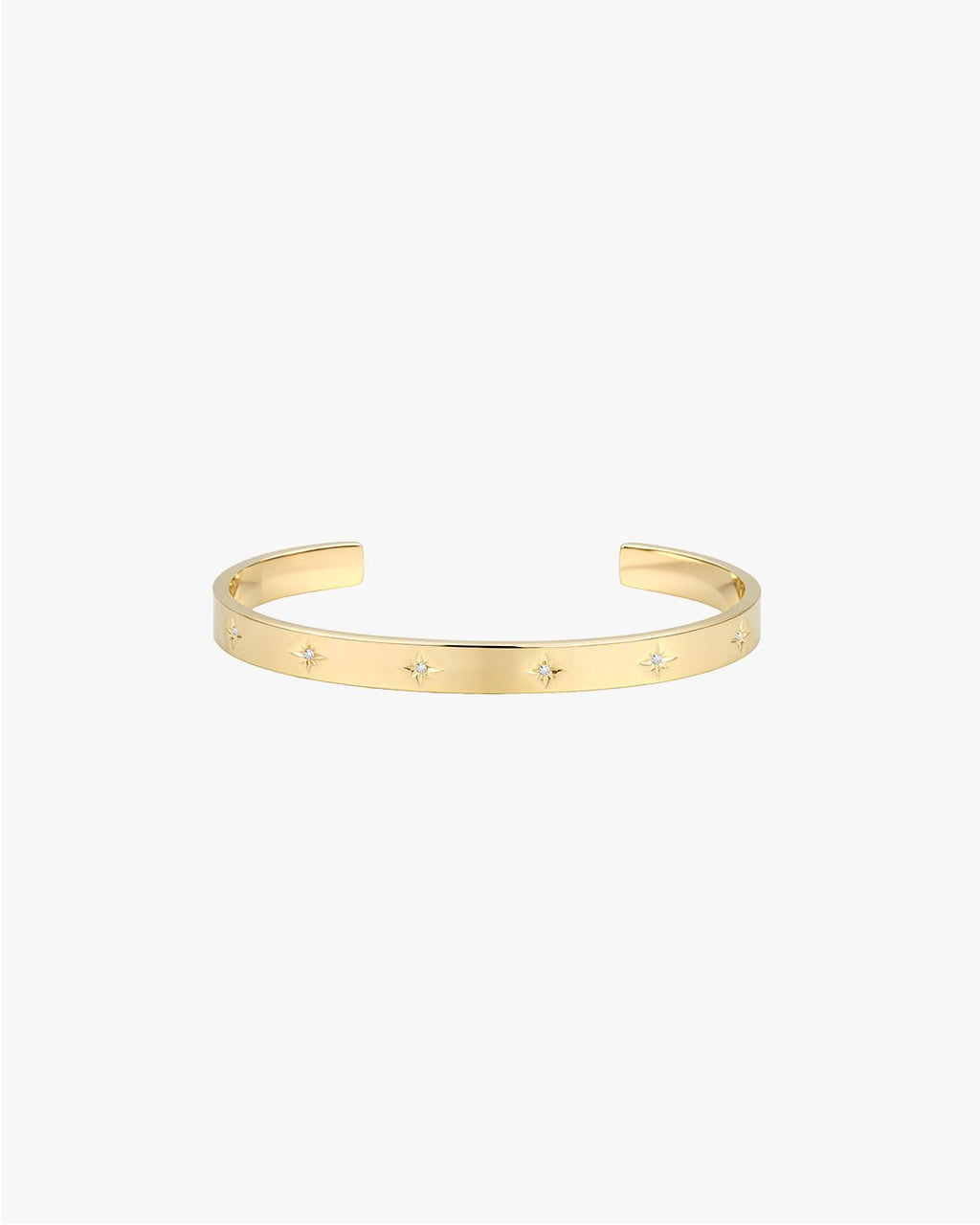 Gold Bangle Bracelet with Star-Set Detailing