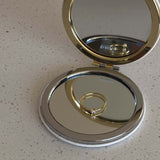 Gold Solitaire Ring - Slim Band Design - 18K Gold Tone - Round Zirconia