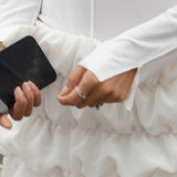 Silver Tone Slim Band Ring with Solitaire Stone