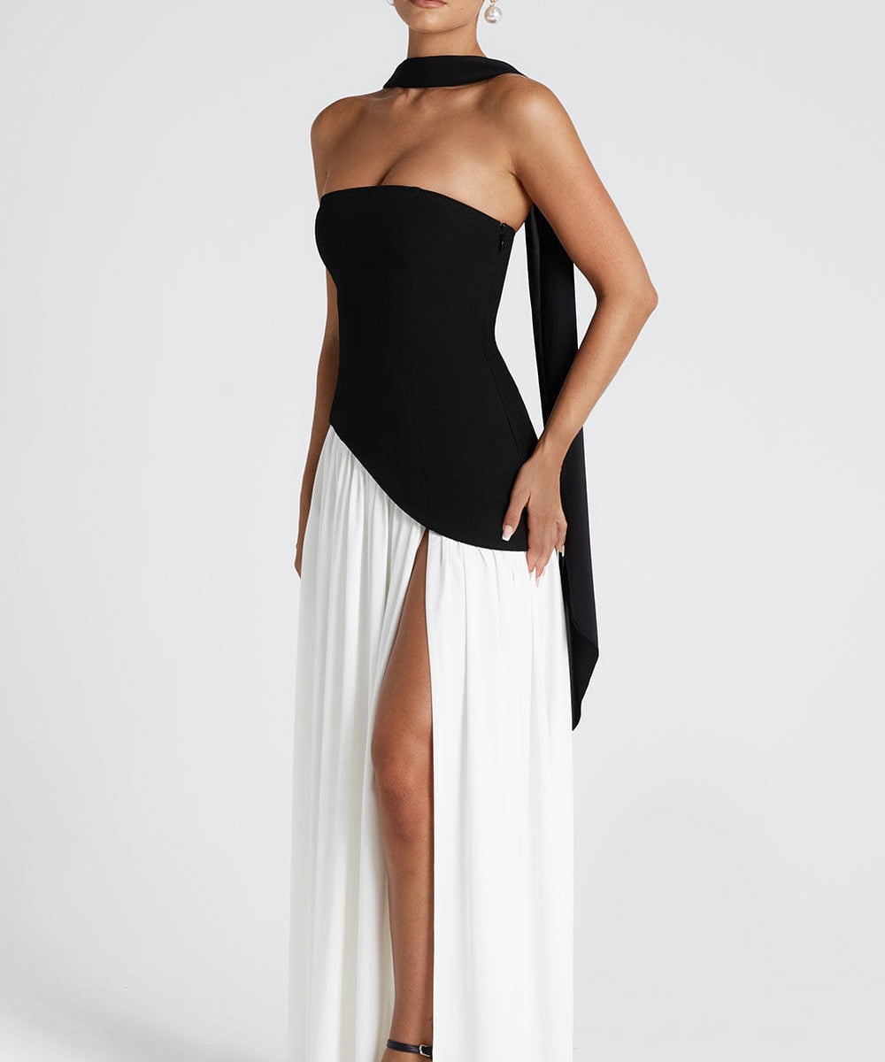 Women’s Strapless Wedding Guest Dress with High Slit | Maxi