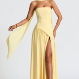 Women’s Strapless Wedding Guest Dress with High Slit | Maxi