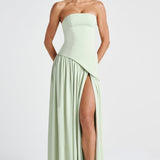 Women’s Strapless Wedding Guest Dress with High Slit | Maxi