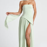 Women’s Strapless Wedding Guest Dress with High Slit | Maxi