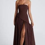 Women’s Strapless Wedding Guest Dress with High Slit | Maxi