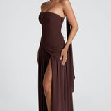 Women’s Strapless Wedding Guest Dress with High Slit | Maxi