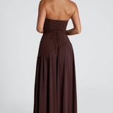 Women’s Strapless Wedding Guest Dress with High Slit | Maxi