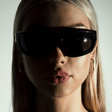 Women’s Wraparound Sunglasses – Black Frame with Smoke-Tinted Lenses