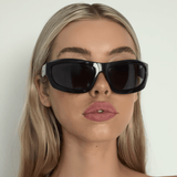 Women’s Wraparound Sunglasses – Black Frame with Smoke-Tinted Lenses
