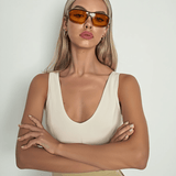 Women’s Wraparound Sunglasses – Caramel Brown Frame with Toffee-Tinted Lenses