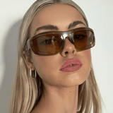 Women’s Wraparound Sunglasses – Caramel Brown Frame with Toffee-Tinted Lenses