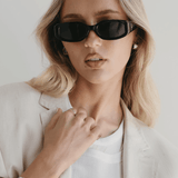 Women’s Aviator-Inspired Sunglasses – Black Frame with Smoke-Tinted Lenses