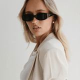 Women’s Aviator-Inspired Sunglasses – Black Frame with Smoke-Tinted Lenses