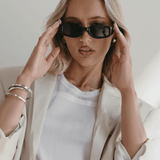 Women’s Aviator-Inspired Sunglasses – Black Frame with Smoke-Tinted Lenses
